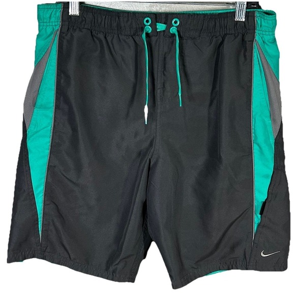 Nike Other - Nike Swim Trunks‎ Shorts Mesh Brief Gray Teal Drawstring Pockets Men's Small